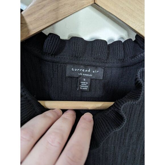 Current Air Los Angeles Black Ruffled Sleeveless Sweater Tank Top - Size S - Picture 6 of 7